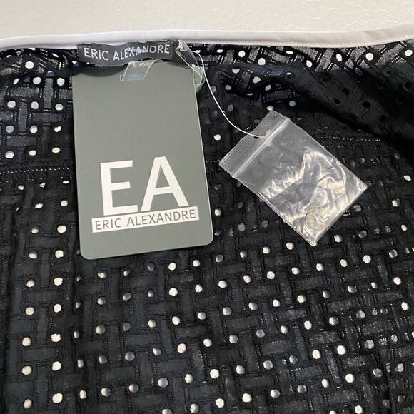 ERIC Alexandre Embroidered Eyelets Black Cotton Blazer Jacket Size M - Picture 8 of 12